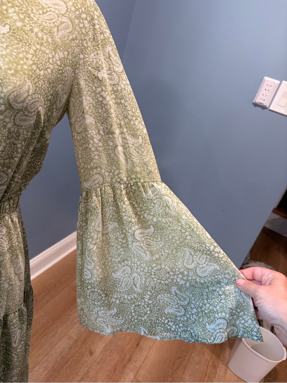 Michael Michael Kors Olive Green Paisley Midi Dress Small Boho - Picture 5 of 9